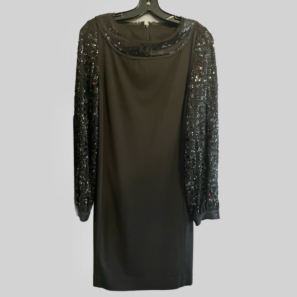 Tory Burch Black Dress with Sequin Sleeves